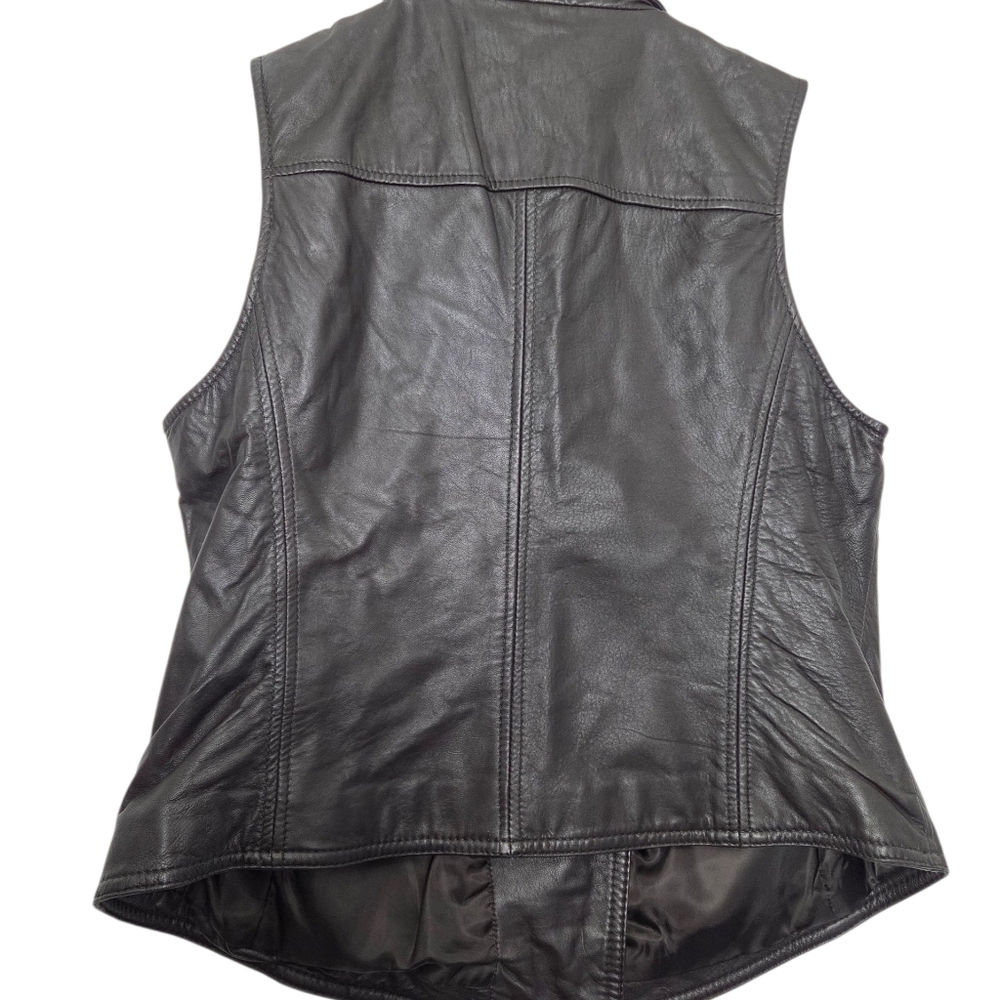 Liz Claiborne brown leather vest zip up large - Picture 5 of 10